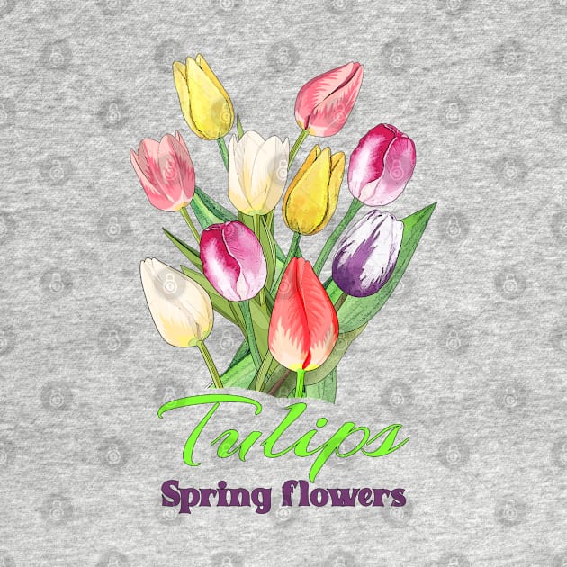 Spring flowers Tulips- Gifts with printed flowers by KrasiStaleva